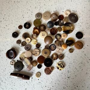 60+ Vintage Button Lot of Brown Buttons DIY Art Crafting Sewing Craft Mixed Set